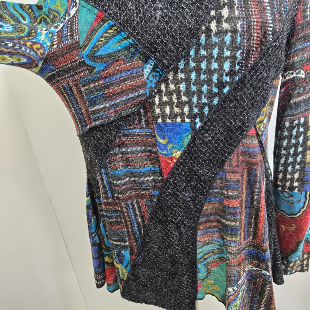 Vintage Concept Top L Patchwork Pattern Black Kni… - image 6